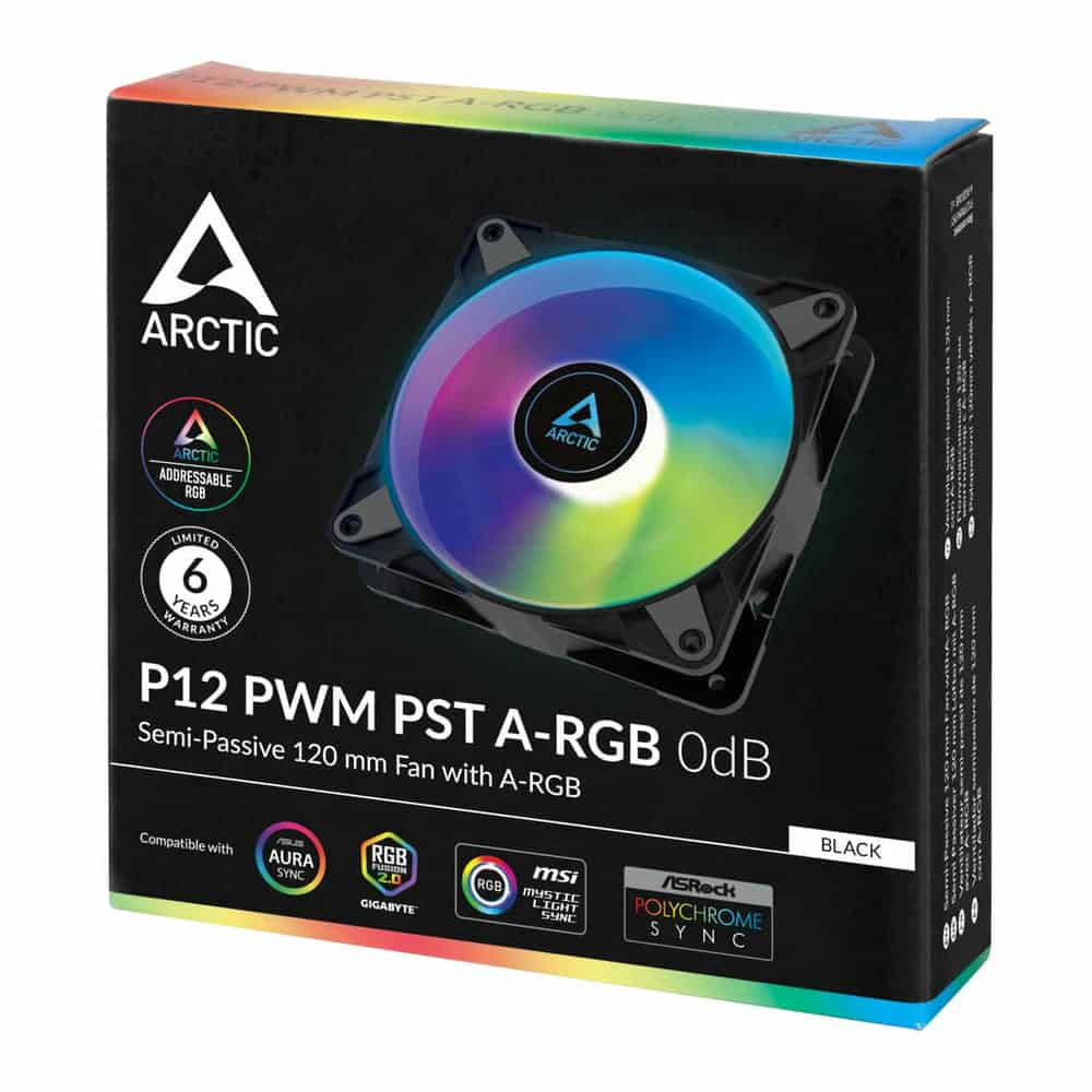 (image for) Arctic P12 Static Pressure 120mm PWM PST A-RGB 0dB Fan Black